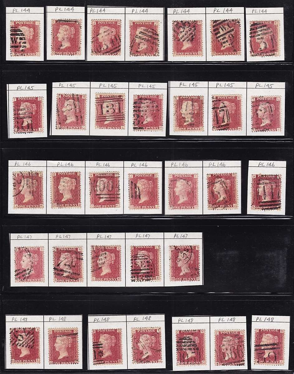 Huge 1858/70 Great Britain 1 Penny Red SG.43/4 Plate.136-208 Selection  - High CV Study Lot!