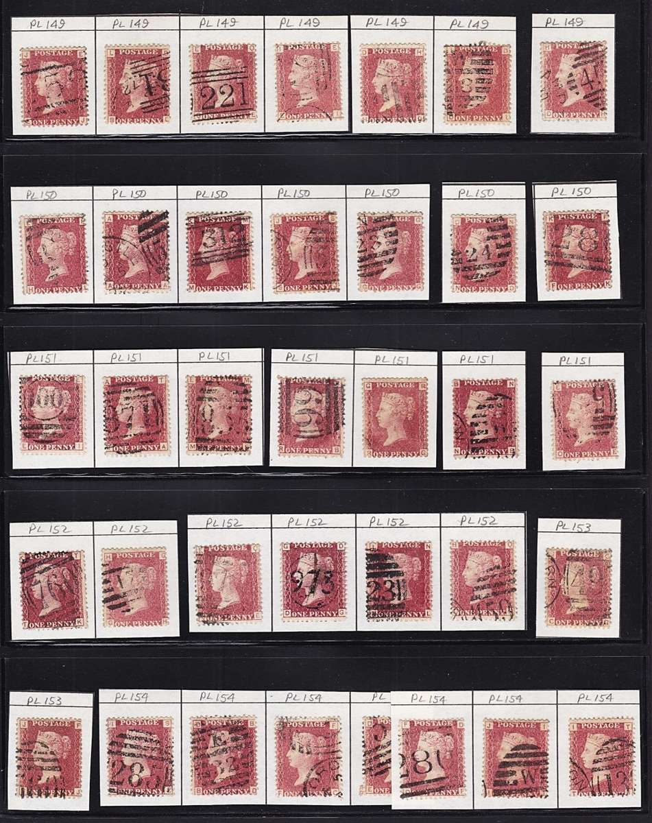 Huge 1858/70 Great Britain 1 Penny Red SG.43/4 Plate.136-208 Selection  - High CV Study Lot!