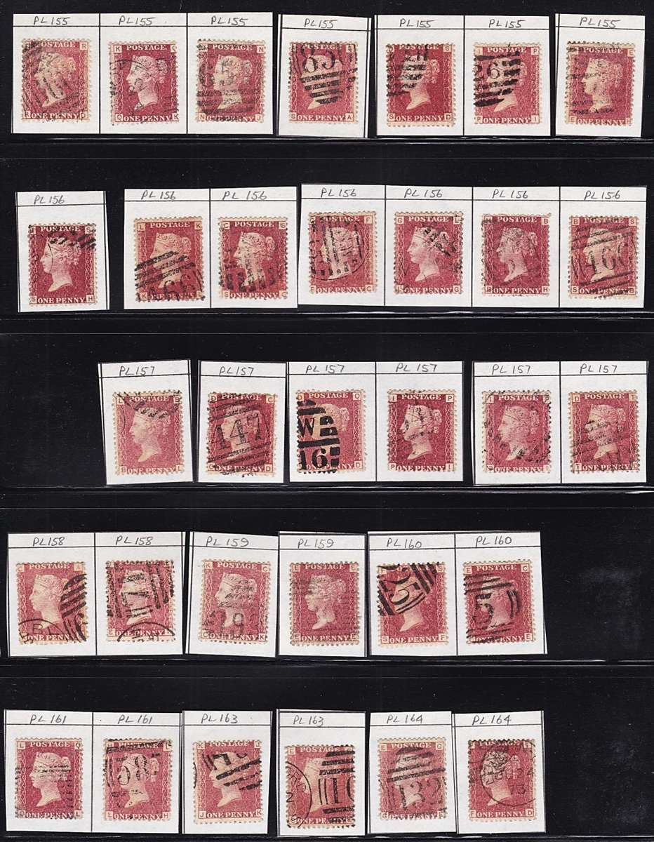 Huge 1858/70 Great Britain 1 Penny Red SG.43/4 Plate.136-208 Selection  - High CV Study Lot!