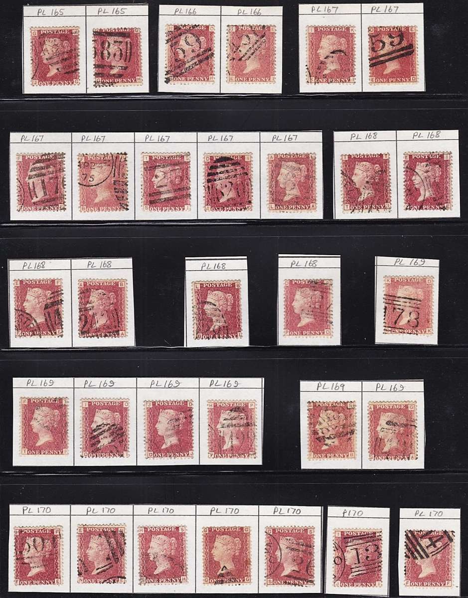 Huge 1858/70 Great Britain 1 Penny Red SG.43/4 Plate.136-208 Selection  - High CV Study Lot!