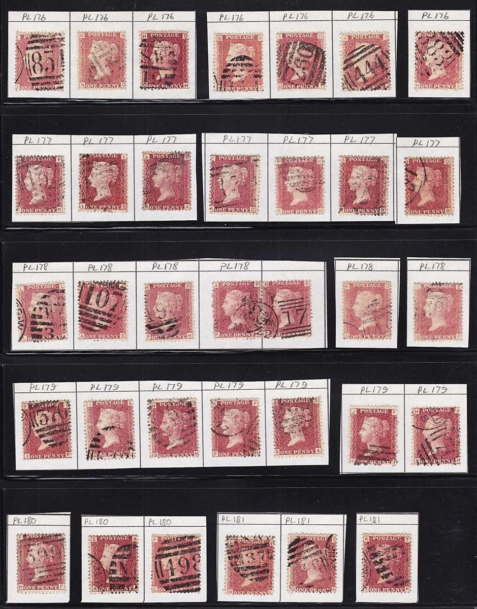 Huge 1858/70 Great Britain 1 Penny Red SG.43/4 Plate.136-208 Selection  - High CV Study Lot!