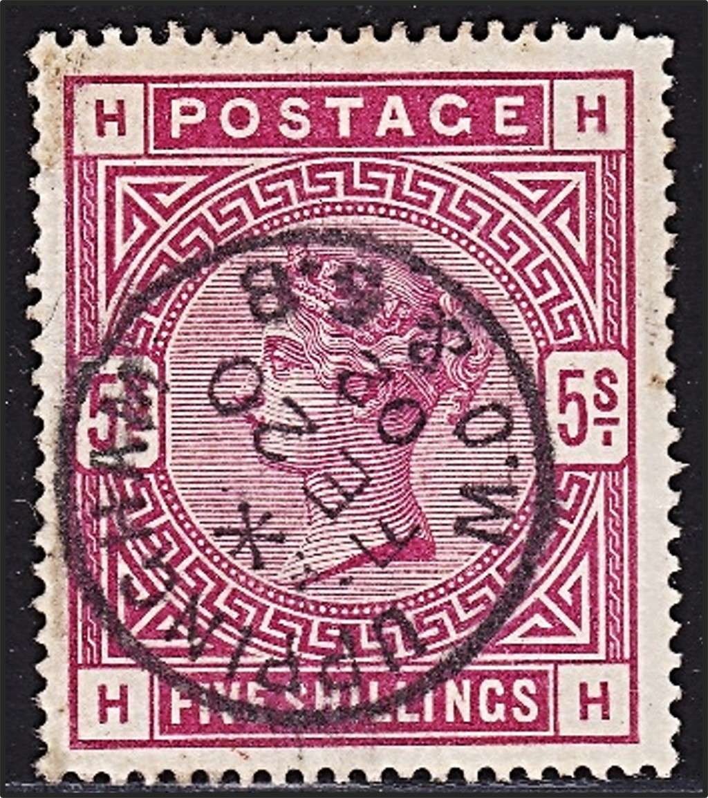 1883/4 GB QV 2/6 SG.180 VFU with Superb `UPPINGHAM_MO` Cancel  @ CV  R5,500+