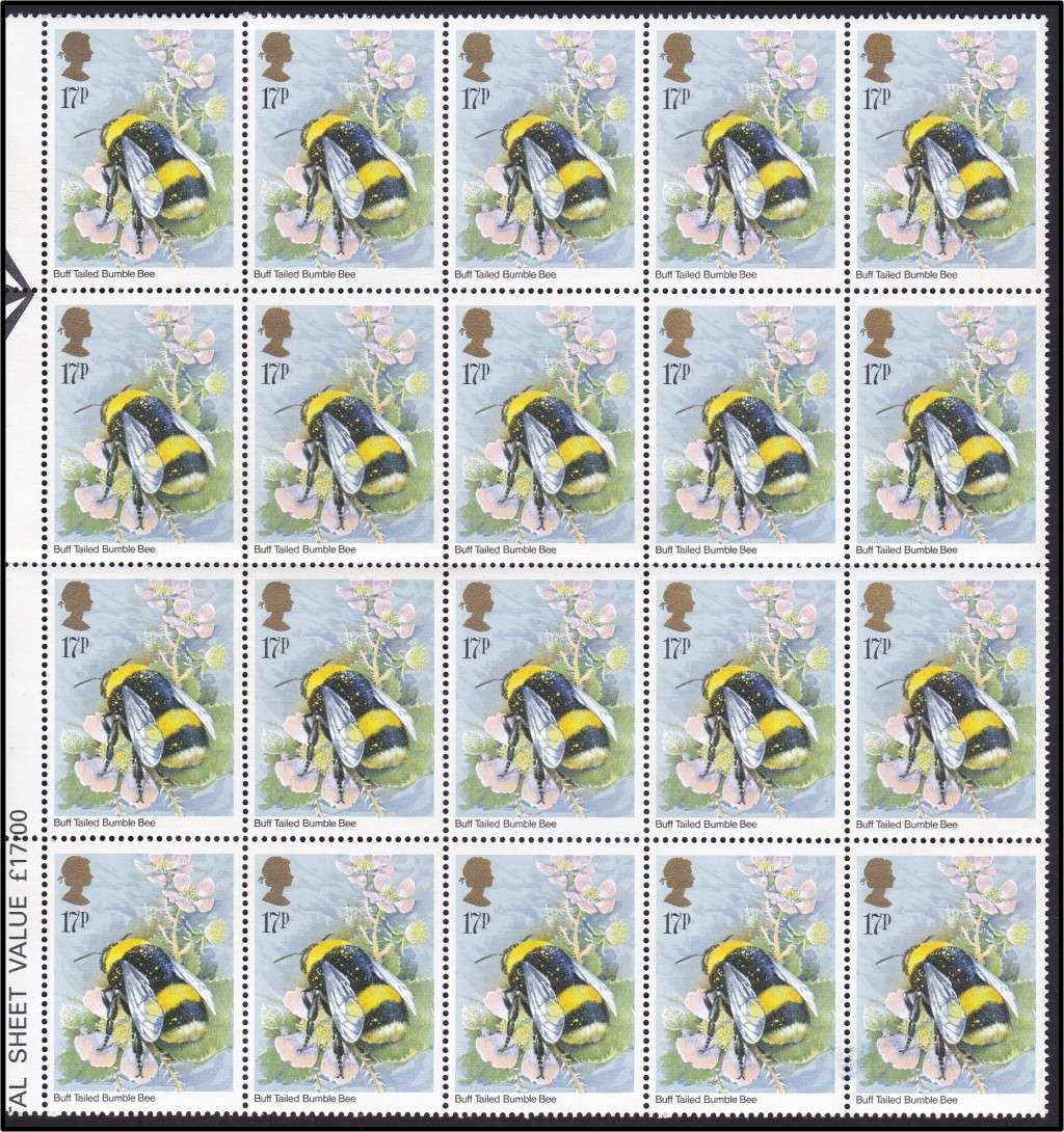 1985 Great Britain Insects Full UMM(**) Set in Arrow Blocks of 20  @ CV  R1,700+