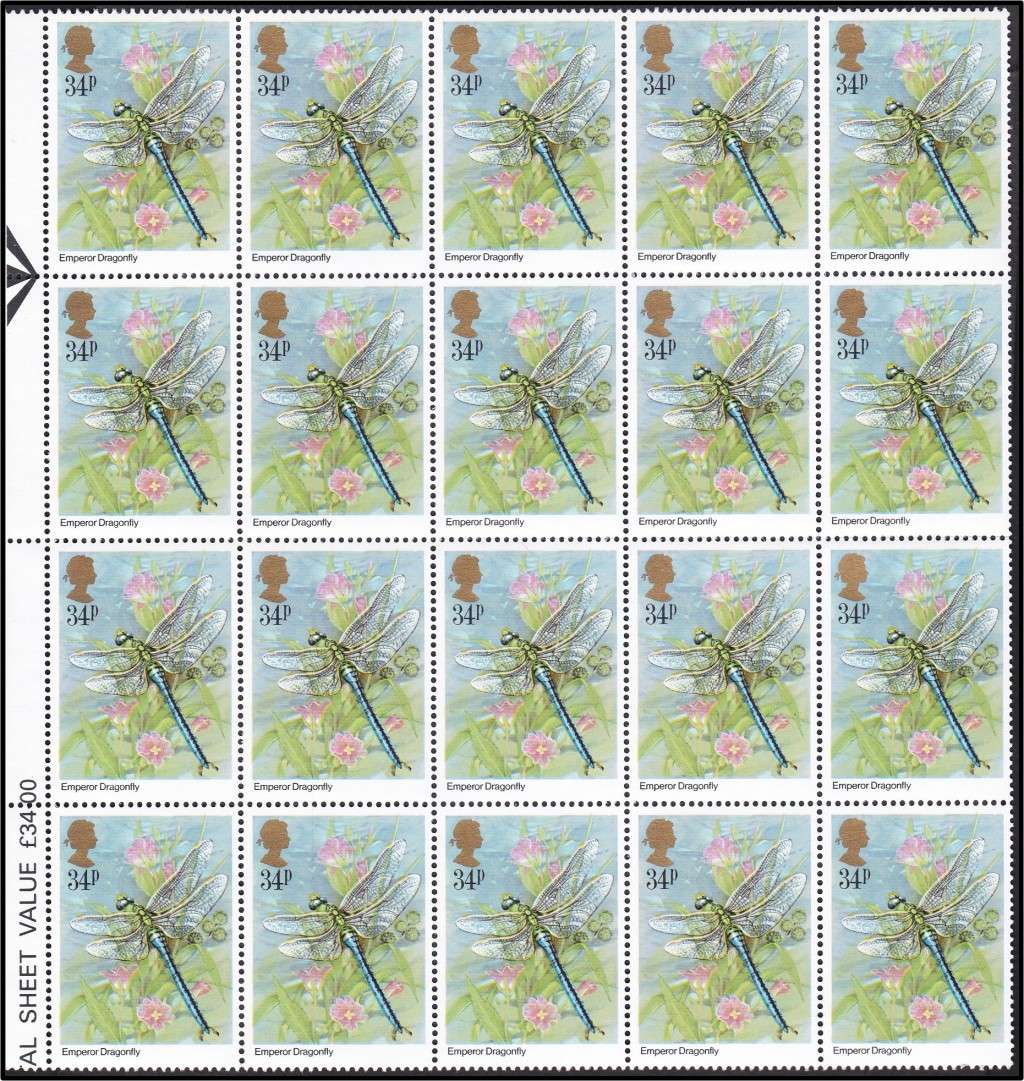 1985 Great Britain Insects Full UMM(**) Set in Arrow Blocks of 20  @ CV  R1,700+