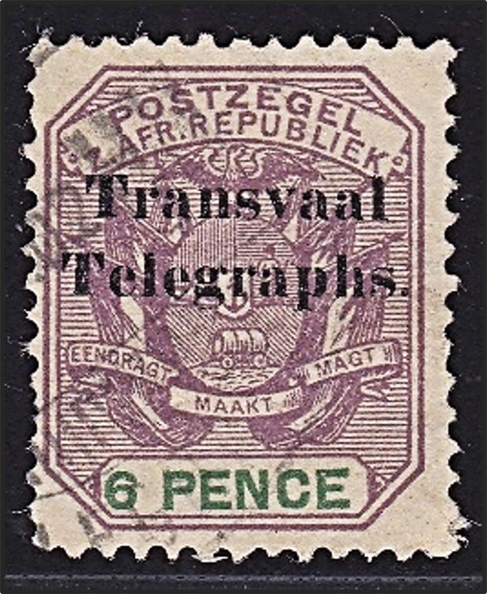 1900s ZAR 6d Used Overprinted `Transvaal Telegraphs` - Scarce as Used