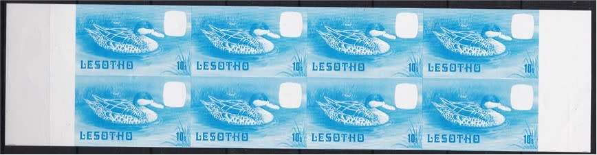 1981 Lesotho 10s Red Billed Teal Imperf Blue Colour Trial Margin-to-Margin Block