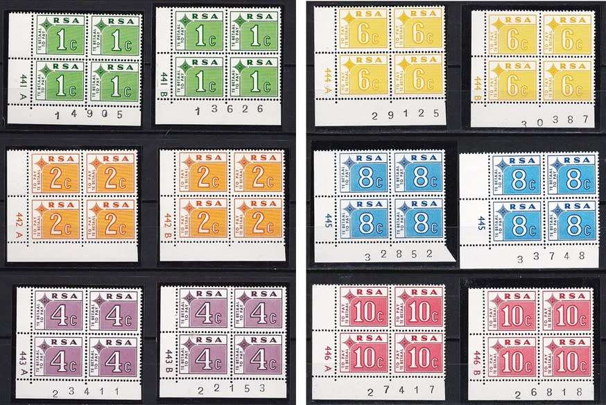 1972 RSA Postage Due Set in UMM(**) Controls (Most) @ CV  R2,010