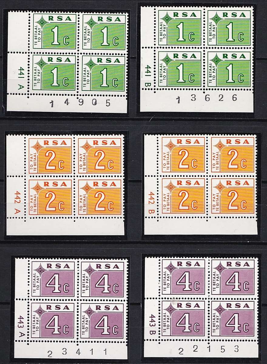 1972 RSA Postage Due Set in UMM(**) Controls (Most) @ CV  R2,010