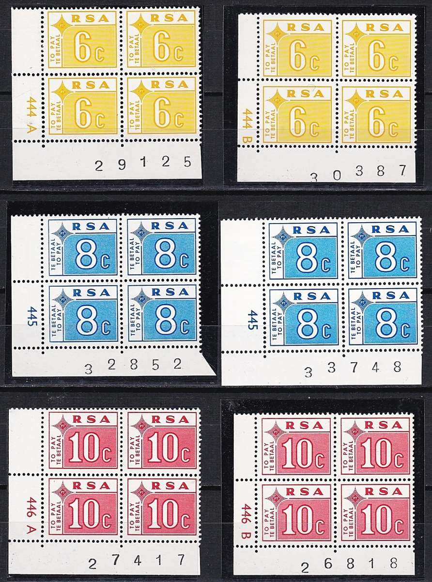 1972 RSA Postage Due Set in UMM(**) Controls (Most) @ CV  R2,010