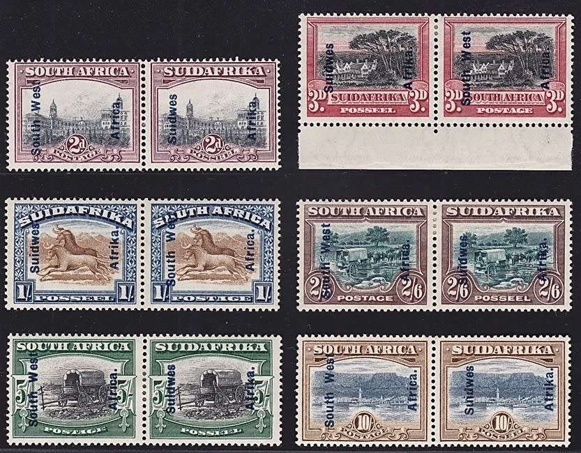 1926/7 SWA Overprinted Pictorial MM(*) Set of 6 Pairs  @ MM CV  R8,710