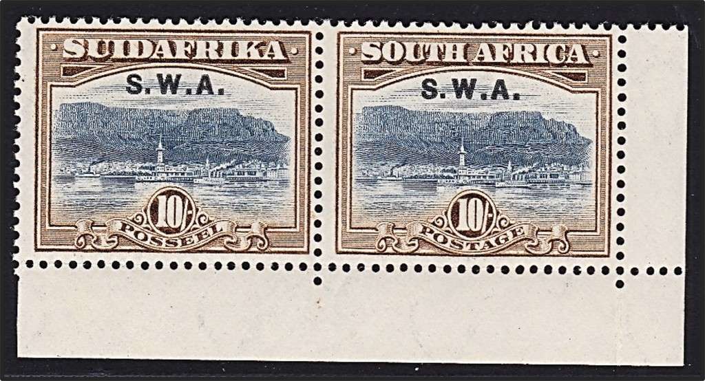1927/30 SWA 10/- Overprint Issue CC.90 UMM(**) Corner Pair @ CV  R9,000+