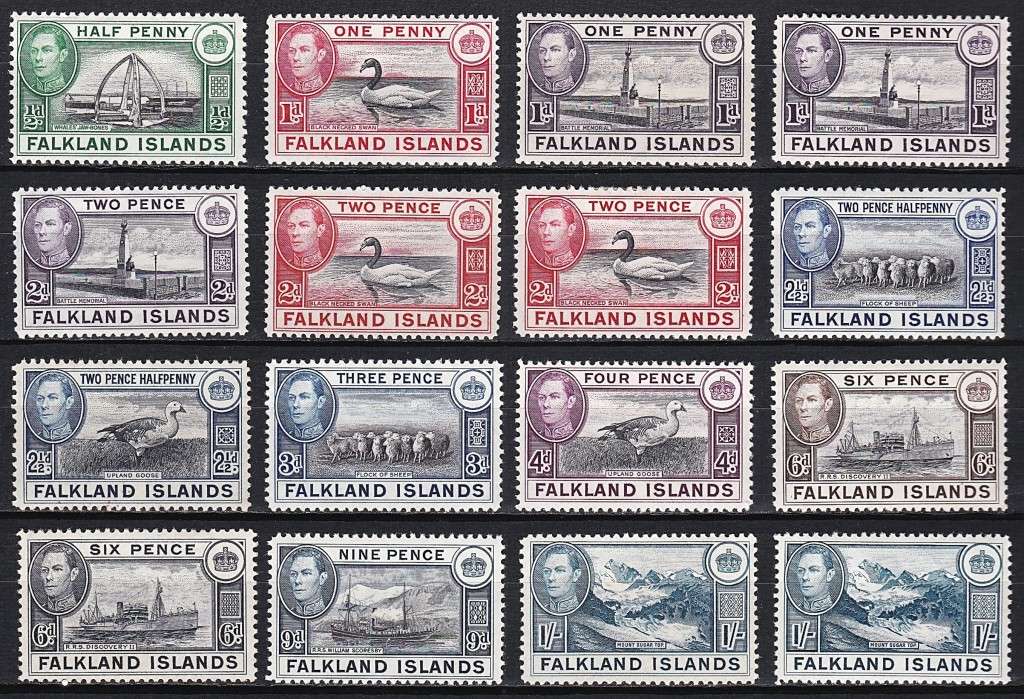 1938 Falklands KGVI MM(*) S/Set & Varieties to 1/-  @ CV  R5,950+