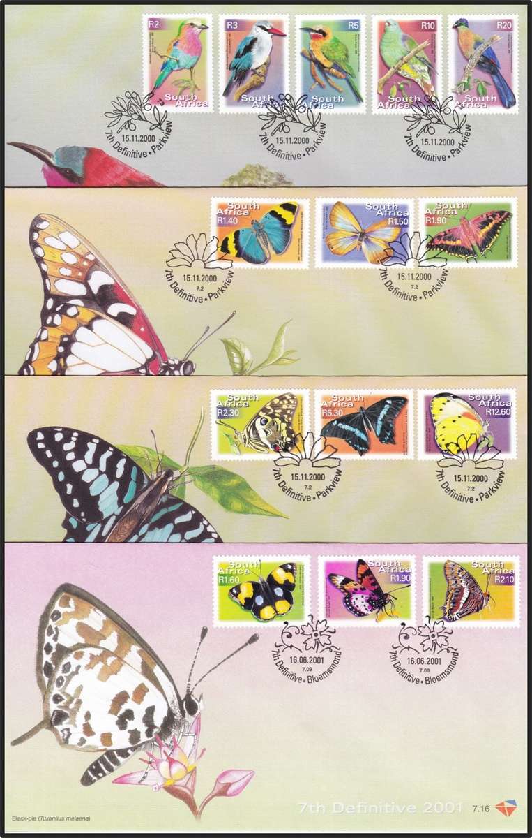 2000 RSA 7th Definitive FDCs No.7.1-7.7 + No.7.16-7.17 + No.7.40-7.41 + No.7.126