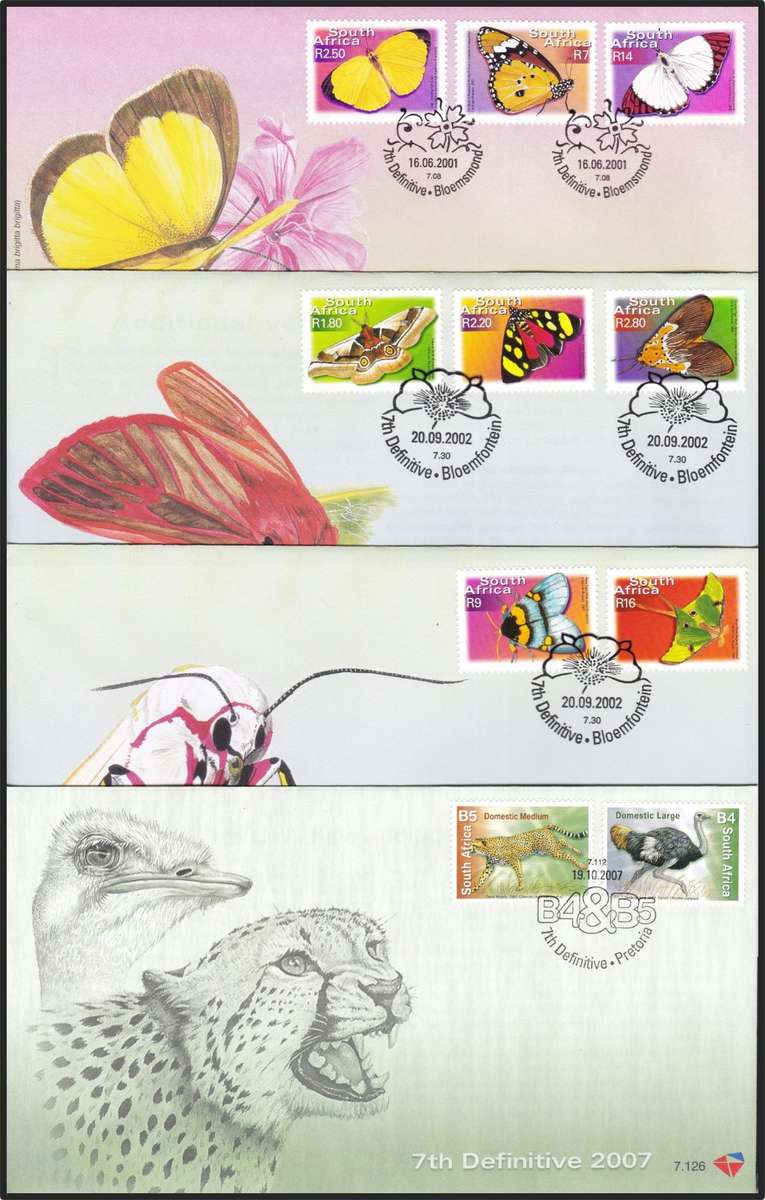 2000 RSA 7th Definitive FDCs No.7.1-7.7 + No.7.16-7.17 + No.7.40-7.41 + No.7.126