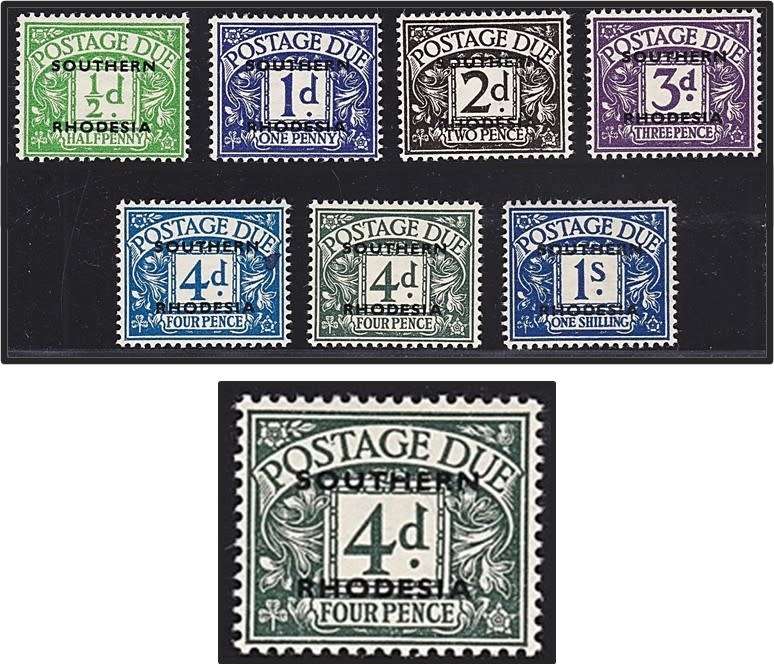 1951 S.Rhodesia LMM(*) Postage Due Set Including Scarce 4d Green  @ CV  R5,255