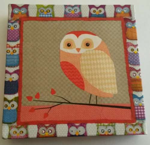 Decoupaged canvas - Cute Owls