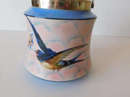 PALISSY BLUE BIRD PORCELAIN BISCUIT BARREL JAR CANISTER