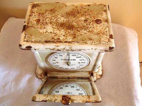 ANTIQUE BELMONT REVERSE FACE MIRROR BATHROOM SCALE  (VERY RARE!!)