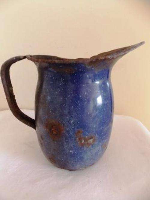 U.S.N. NAVY GEUDER PAESCHKE & FREY ENAMEL GRANITE PITCHER