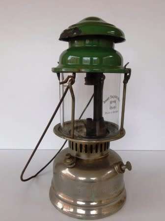 PRIMUS NO 1020 KEROSENE LAMP MADE IN SWEDEN WITH JENAER SUPRAX SCHOTT MAINZ GLASS INTACT
