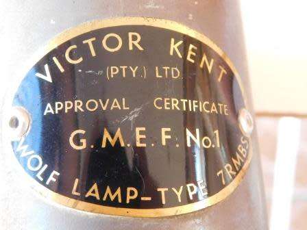 VICTOR KENT G.M.E.F. NO 1 SHEFFIELD THE WOLF NO 7 R.M.B.S. SAFETY MINING LAMP NOT TESTED