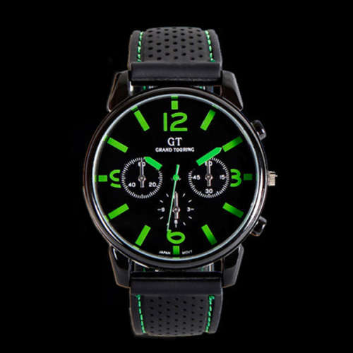 *Local Stock* GT GRAND TOURING Silicone Band Quartz Analog Sport Watch (Green)