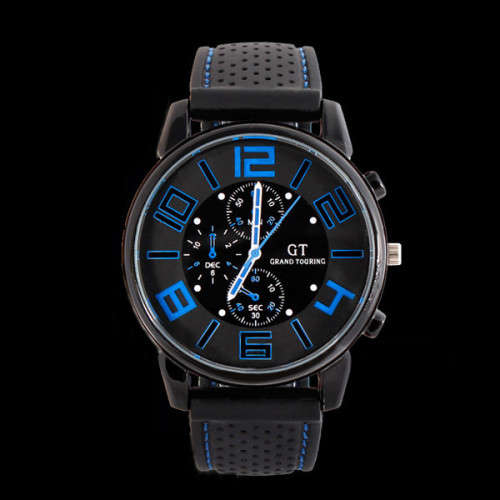*Local Stock* GT 57 GRAND TOUCHING Silicone Band Quartz Analog Sport Watch (Blue)