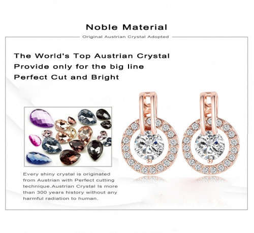 LZESHINE Wedding Jewelry Sets Rose Gold Color Necklace/Earring