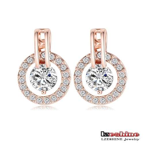 LZESHINE Wedding Jewelry Sets Rose Gold Color Necklace/Earring