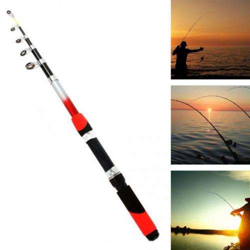 Aluminum Portable Telescopic Fishing Rod Glass Fiber Fishing Pole 2.1m