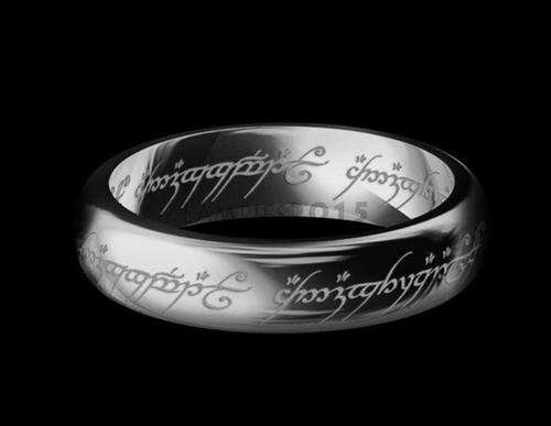 *LOCAL STOCK* Titanium Steel Lord of the Ring Design Laser Engraving Ring 8 (White Gold)