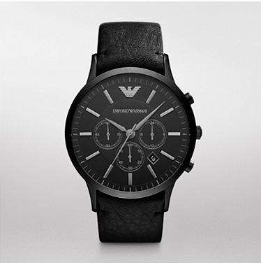 Mens Emporio Armani Black Leather Sportivo  AR2461