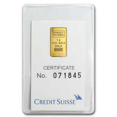 1 g Statue of Liberty Credit Suisse Gold Bar With Assay