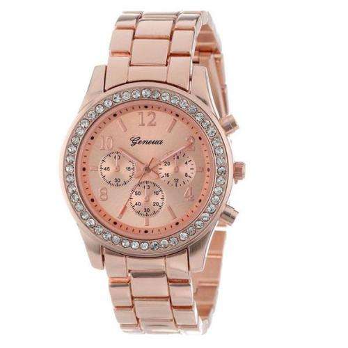 Ladies Watch with Rhinestones - Rose Gold