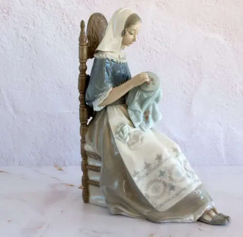 Retired Lladro `Embroidery Lady`
