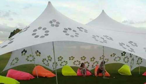 4 Way Stretch Polyester Decor Tent - Non Waterproof - 5mx5m - Design, Poles + Binding Optional