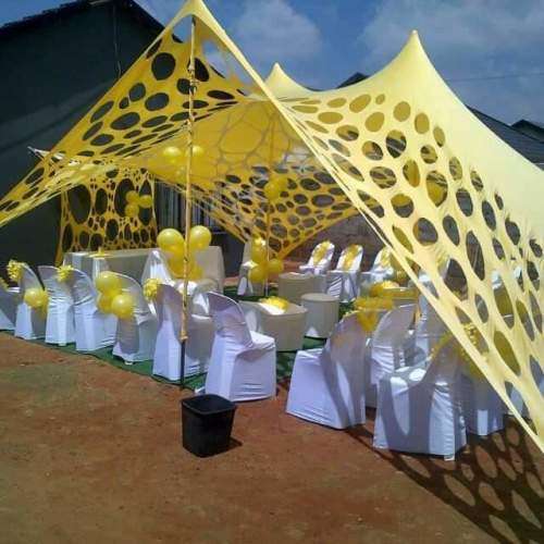 4 Way Stretch Polyester Decor Tents - Non Waterproof - No Poles - 7m x 12m - With Design