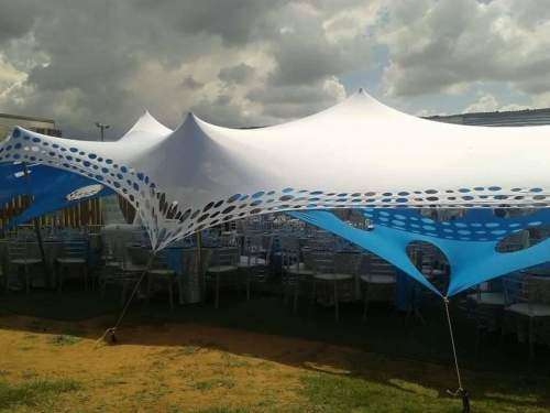 4 Way Stretch Polyester Decor Tents - Non Waterproof - No Poles - 7m x 12m - With Design