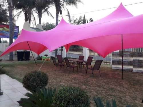100% Water Proof Stretch Polyester Decor Tent - 5mx10m - Design, Poles + Binding Optional