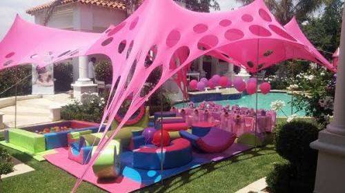 4 Way Stretch Polyester Decor Tent - Non Waterproof - 5mx5m - Design, Poles + Binding Optional