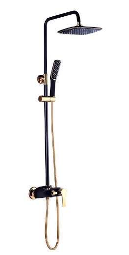 Brand New Complete All In One Gold & Chrome Fixed Shower Kit with Handheld Shower Head