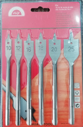 Brand New 6PCS Paddle Flat Wood Boring Drill Bit Set