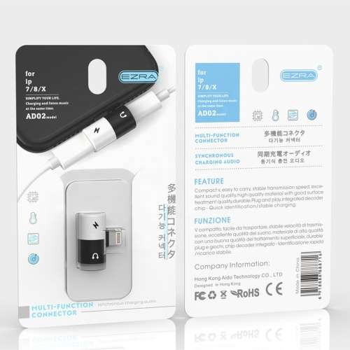 EZRA 2 in 1 iPhone Headphone Jack/Aux Audio & Charger Adapter Cable Connector
