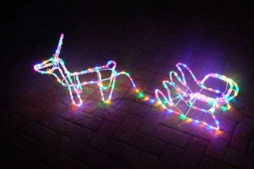 1.25m Long Reindeer with Sleigh - Multicolor Led Lights