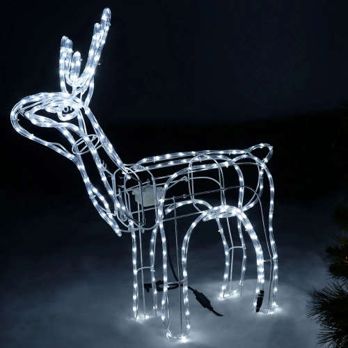 1.2m Animated Standing Reindeer with Moving Head White Lights