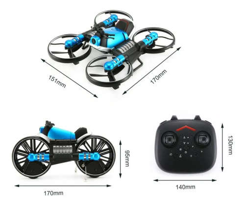2-in-1 Transforming Motorcycle and 2.4G RC Quadcopter Drone