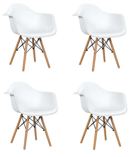 4 x Childrens Wooden Leg Chair - White