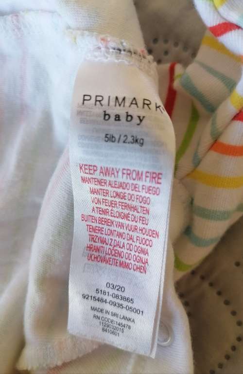 Rainbow striped babygrow for prem / tiny baby