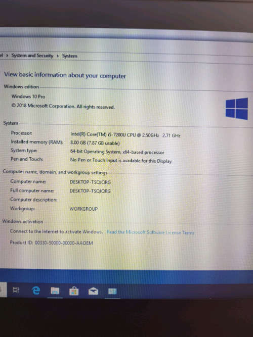 LENOVO THINKPAD T570 **CORE I5 7th Gen**8GB DDR4 RAM**256 SSD**