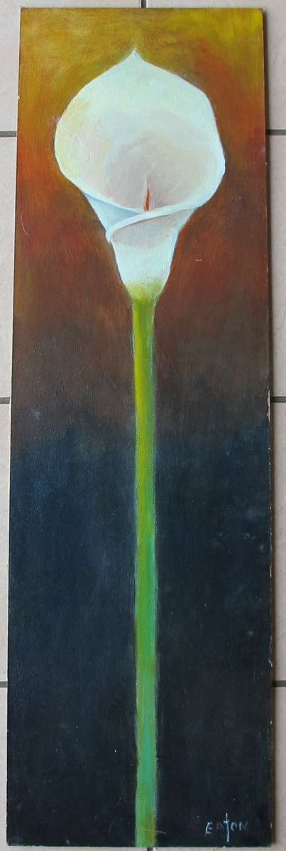 WHITE LILY - OIL Painting ON BOARD BY EATON